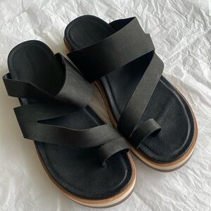 Merrell Slip on Platform Leather Sandals Size 10 Black